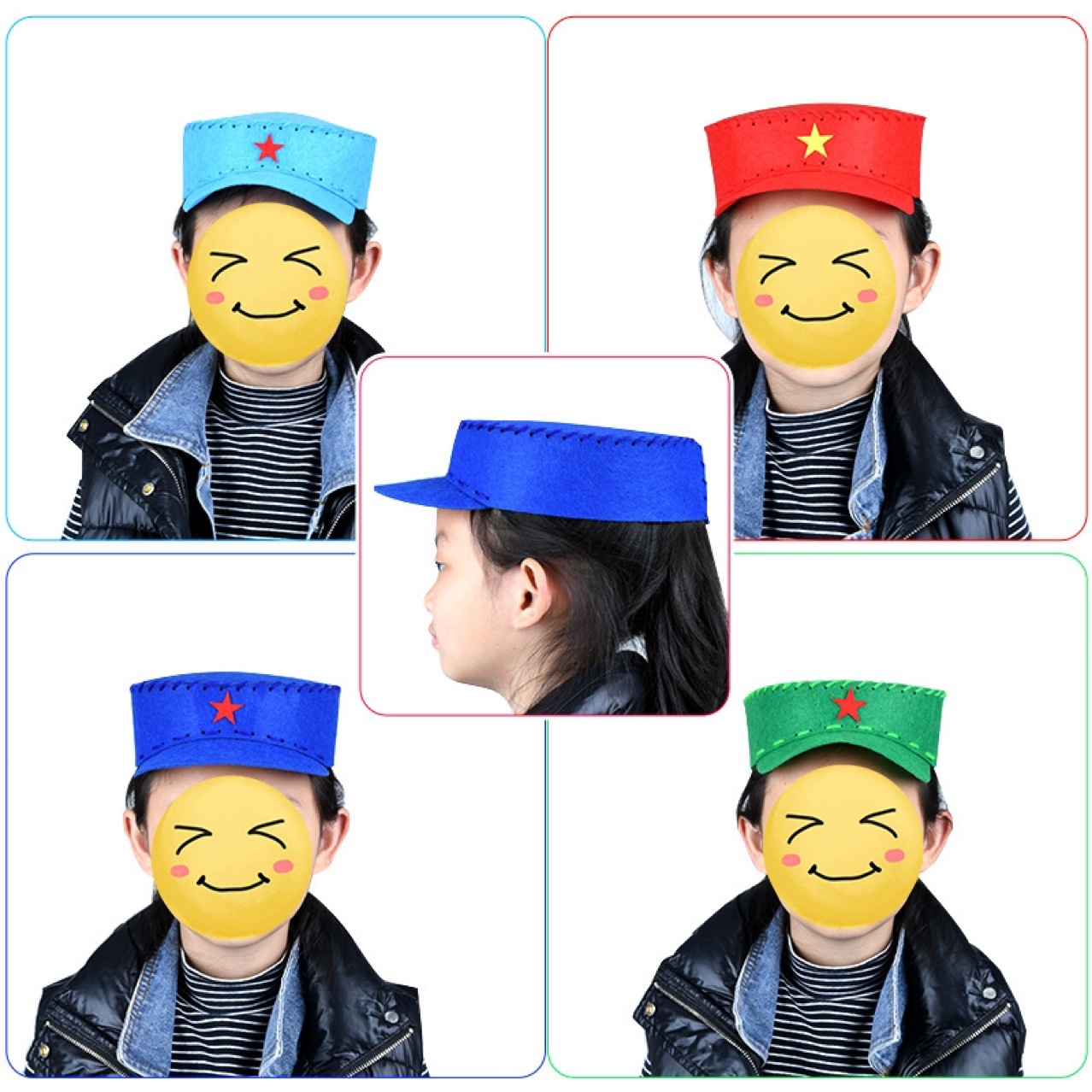 国庆节红军帽不织布diy帽子幼儿园儿童益智手工缝制材料包活动用