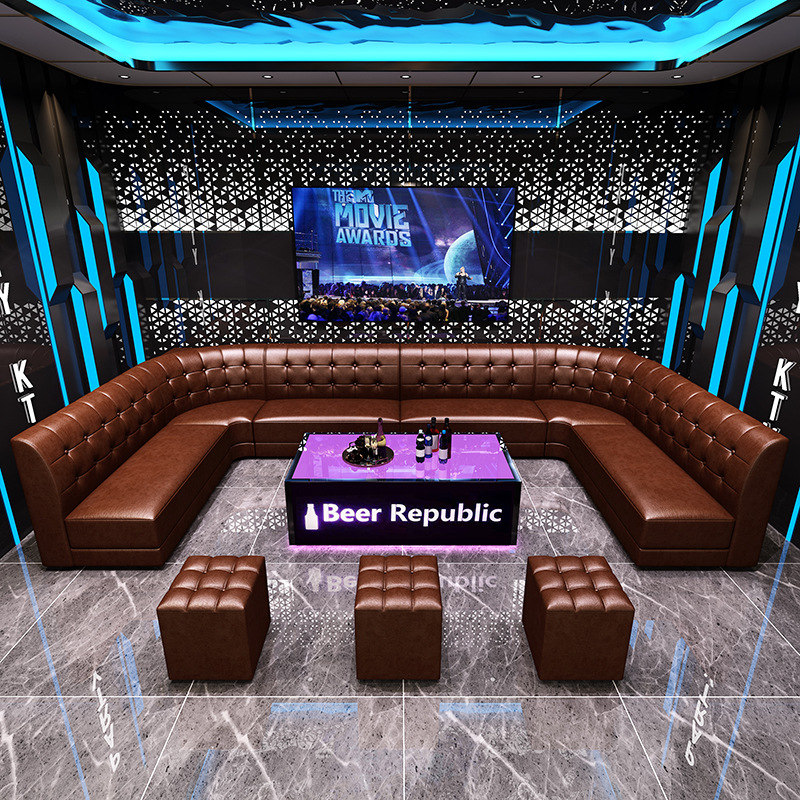 清吧酒吧ktv沙发夜总会娱乐场所包厢音乐主题餐厅u型转角卡座茶几