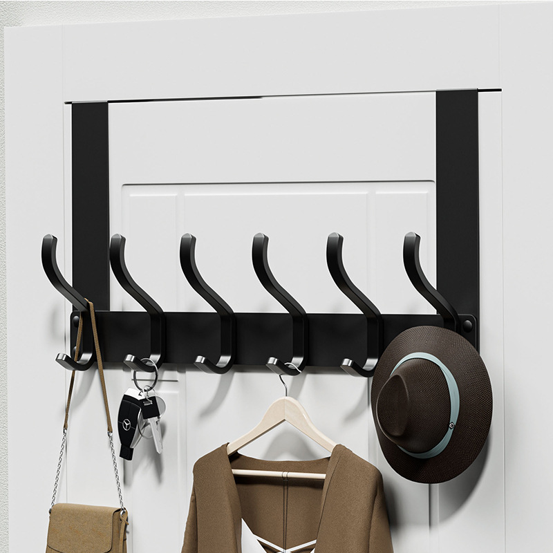 Cross-Border Folding Door Rear Hook Flat Floss Clothes Clothes Hook No Punch Hanger Nail-Free Coat and Hat Hook Wholesale
