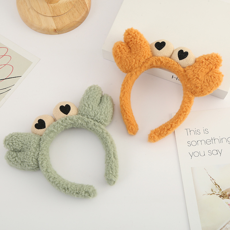 Internet Hot New Cute Crab Face Wash Hair Bands Cartoon Hair Fixer Lamb Wool Headband Wind out Hairpin Wholesale