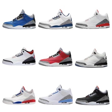 莆田鞋aj3篮球鞋北卡蓝藤原浩乔3火焰鸟赛车蓝酷灰男女实战运动鞋