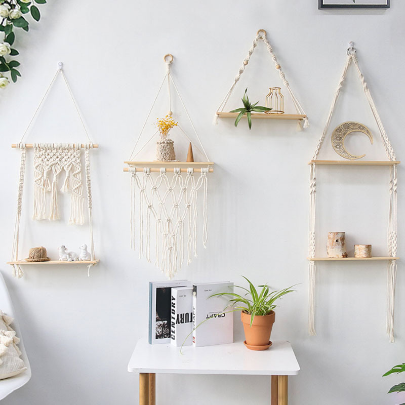 编织墙面装饰手工编织挂件麻绳装饰卧室民宿墙饰壁挂北欧风置物架