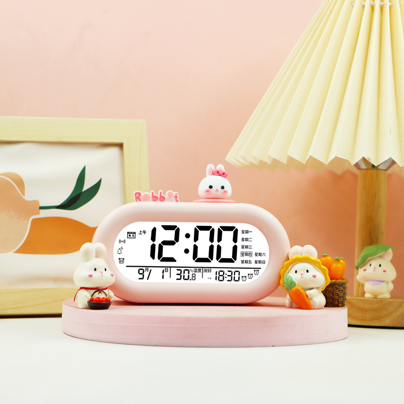 new creative children cartoon doll perpetual calendar electronic clock students wake up alarm clock night light little alarm clock