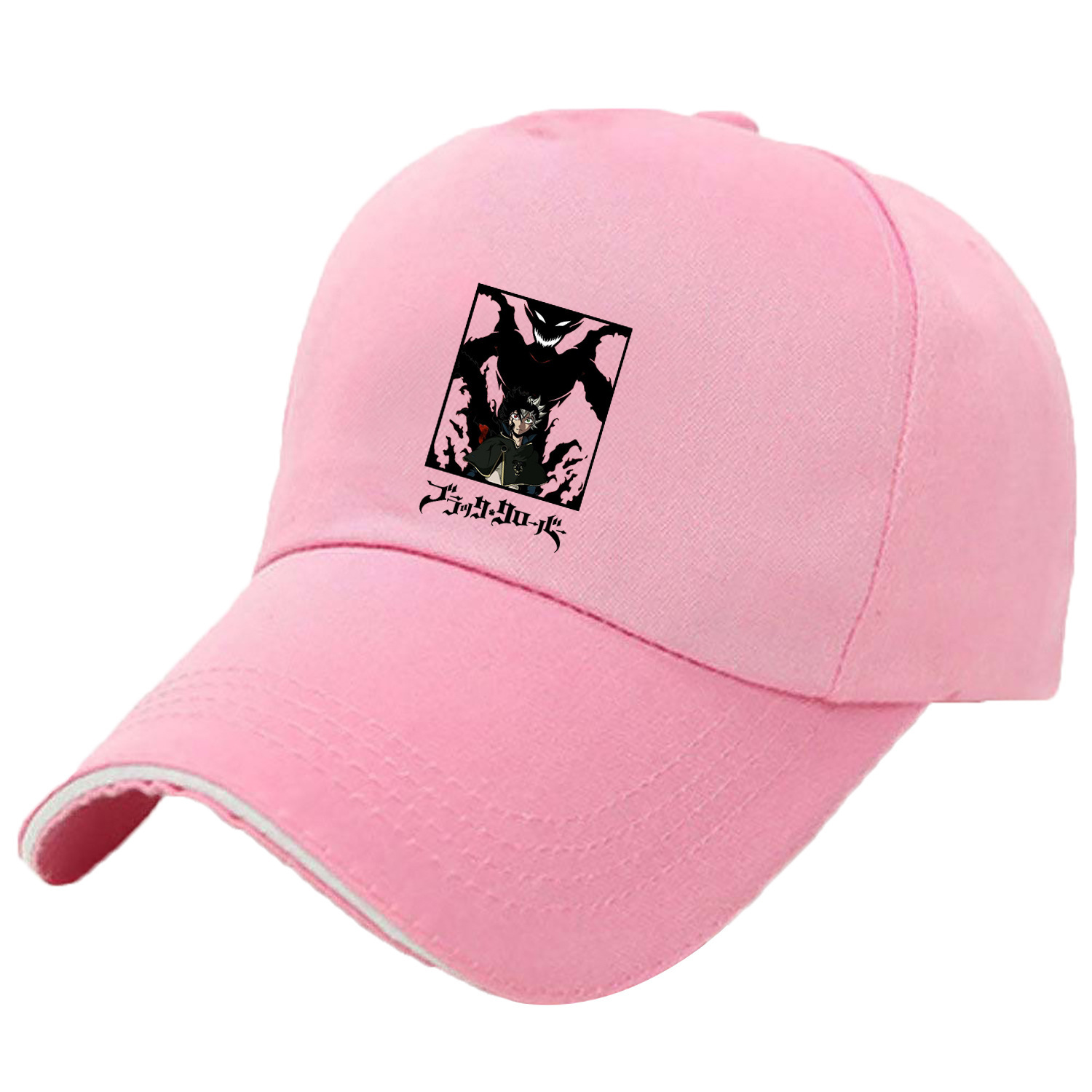 外贸日本动漫黑色五叶草-black clover鸭舌帽户外棒球帽印花帽子