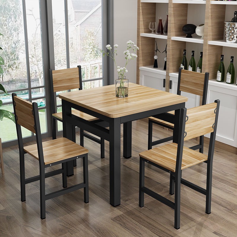 正方形餐桌椅组合家用吃饭桌四方桌饭店快餐桌椅简约小户型餐桌椅