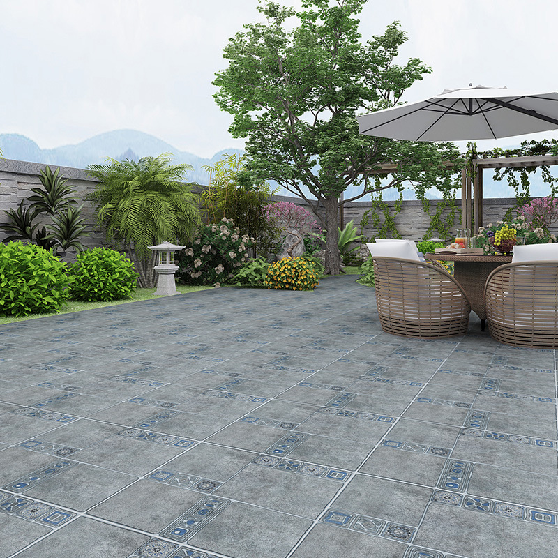中式庭院瓷砖600x600室外地砖别墅花园阳台防滑地板砖 灰色仿古砖