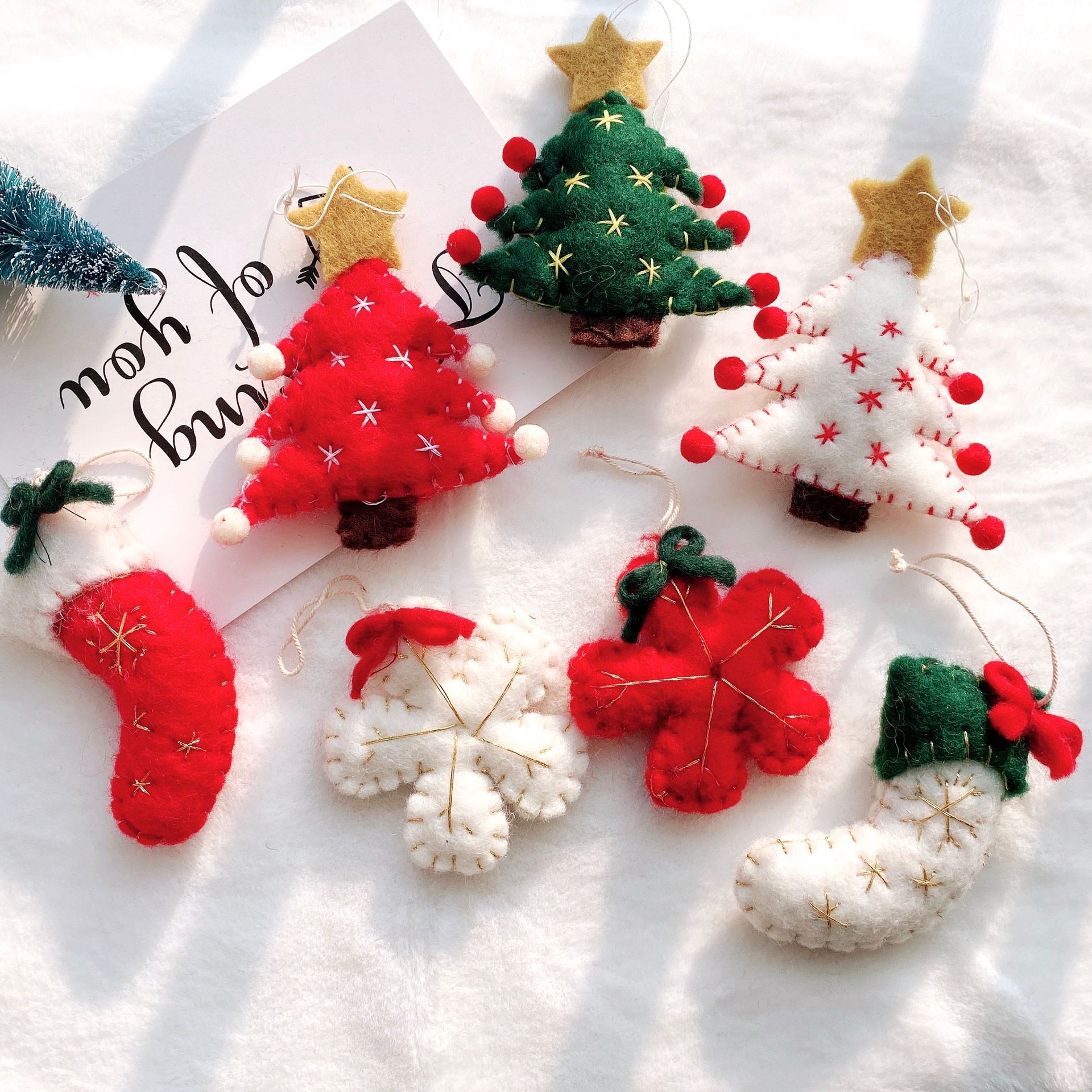 圣诞羊毛毡装饰挂件圣诞树雪花挂件配件手工diy配件圣诞装饰品