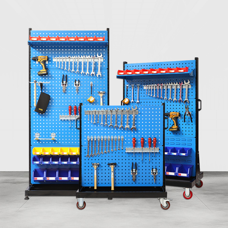 工具架车间维修五金工具物料收纳架移动洞洞板置物架双面三层移动