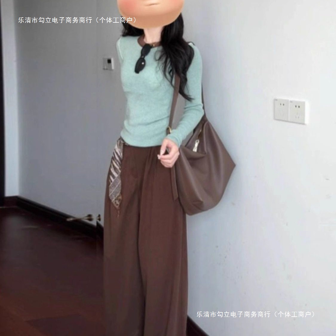 韩系设计感撞色圆领针织衫上衣女秋季穿搭修身长袖毛衣内搭打底衫