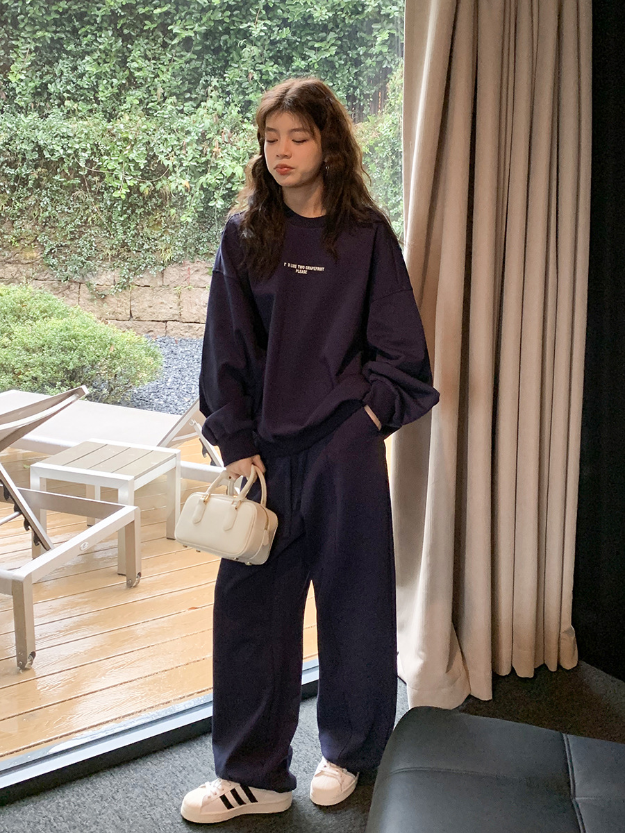 linuo sports and leisure sweater suit women‘s 2024 spring new korean style loose easy matching comfortable two-piece suit