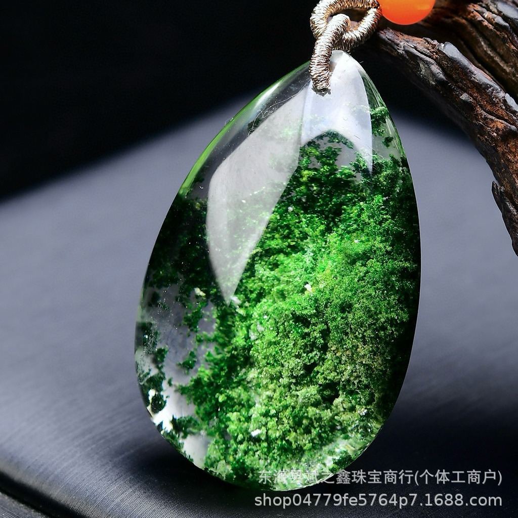 天然巴西绿幽灵聚宝盆水滴吊坠毛衣链两用款精品绿幽灵吊坠-阿里巴巴