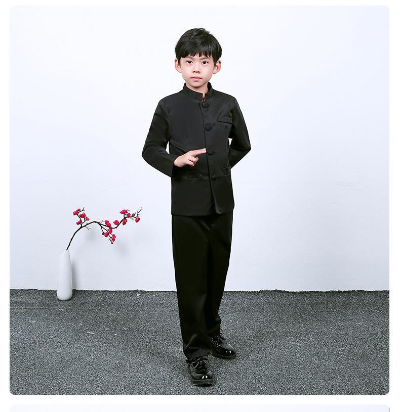 儿童民国风汉服中国风五四青年中山装男童演出服装小学生合唱服