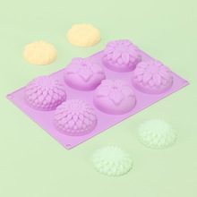 硅胶蛋糕模6连圆形花手工皂模具自制DIY烘焙用具食品级别跨境热卖