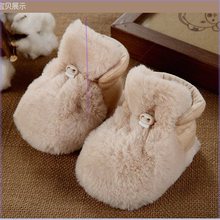 秋冬款男女宝宝毛绒鞋子夹棉保暖0-6个月可爱棉鞋袜套12婴儿毛毛