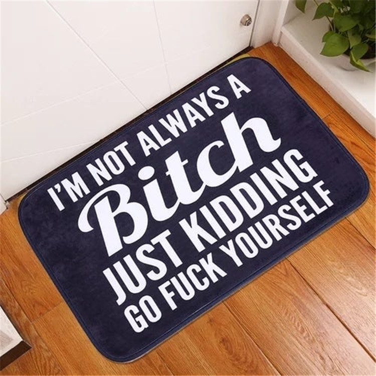 4060cm英文字母地毯脚垫黑色英文中指字母数码印花地垫