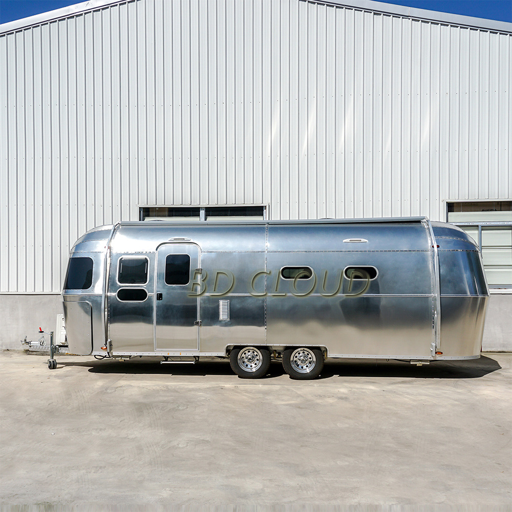 拖掛餐車铝制复古造型拖挂房车露营营地打卡美式房车