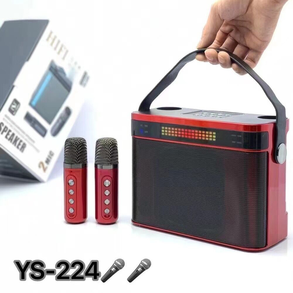 New Ys224 Microphone Wireless Bluetooth Audio Dual Microphone All-in-One Ktv Family Outdoor Household Karaoke