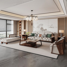 新中式乌金木沙发组合简约现代客厅大户型别墅酒店全实木家具