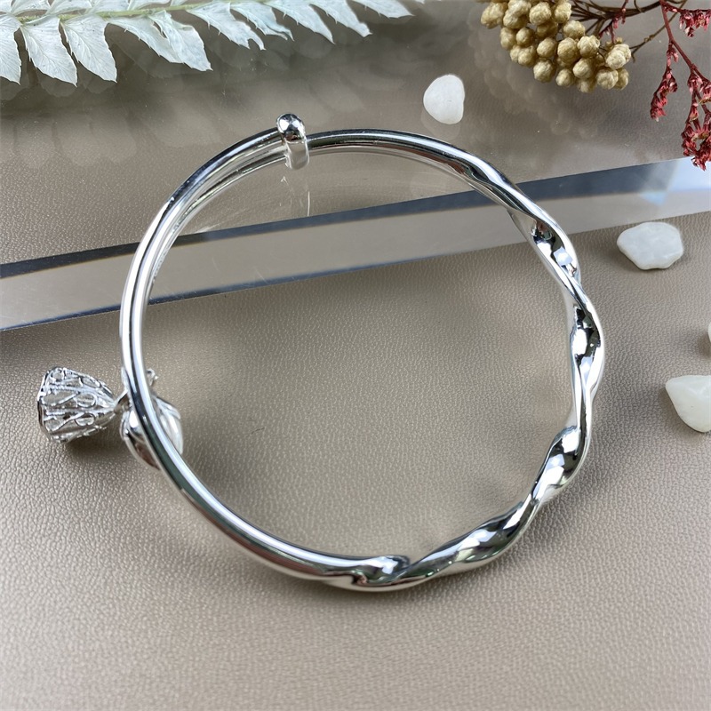 2023年新款热潮莫比乌斯环莲蓬银手镯女镯子年轻款银手环送女友礼