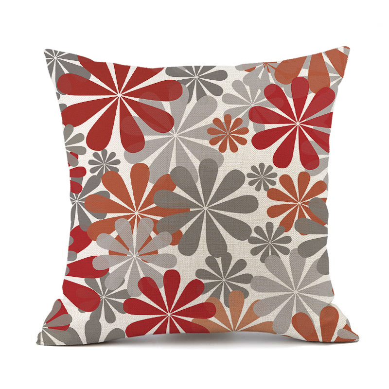 Wish Amazon Cross-Border Geometric Floral Linen Pillow Cover Car Cushion Little Daisy Decorative Sofa Cushion