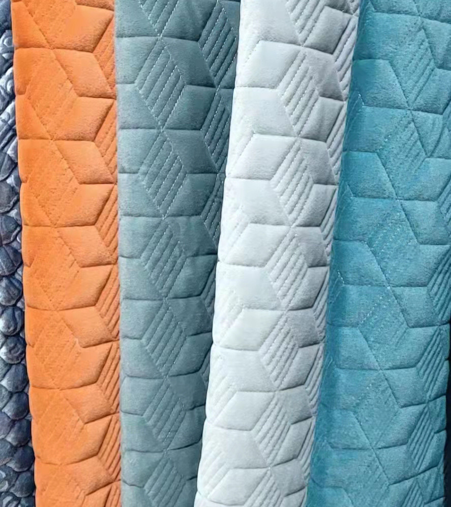 8门幅磨砂绒玛莎绒魔方绗绣加棉防滑沙发垫半成品面料