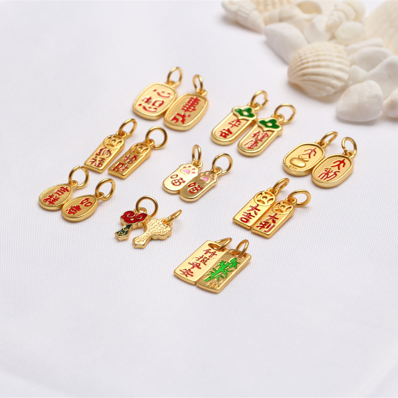 沙金吊坠 古法厚金字牌古风仿金手链项链饰品配件吊坠批发