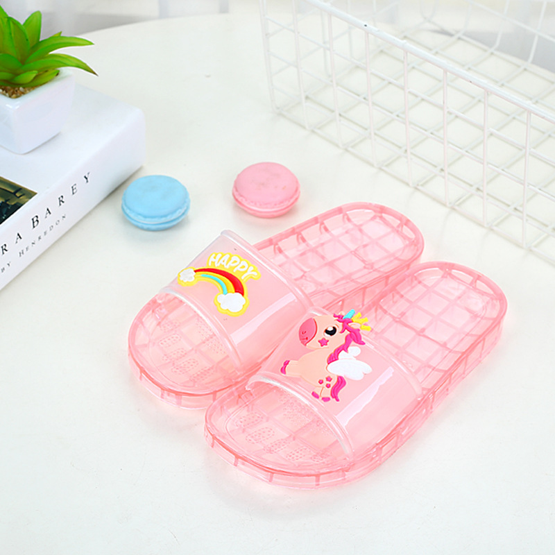 Interior Home Transparent Crystal Slippers Deodorant Summer Fashion All-Matching Cartoon Cute Adult and Children Parent-Child Shoes Tide