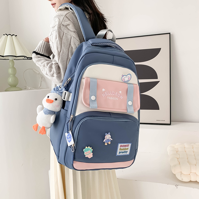 Mori Style Fresh Girls Backpack Japanese University Style Middle School Student Schoolbag New Trendy Casual Contrast Color Backpack