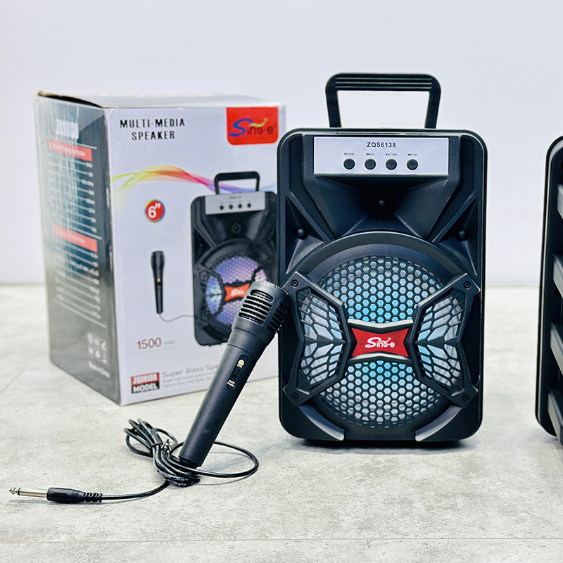 New Portable Desktop Outdoor Household Mini Karaoke with Microphone High Sound Quality Stereo Bluetooth Speaker.