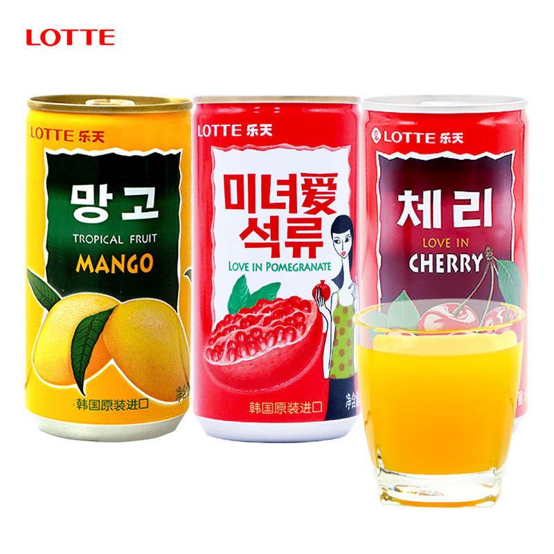 韩国进口食品乐天水果汁饮料180ml芒果石榴汁樱桃汁饮料网红饮品