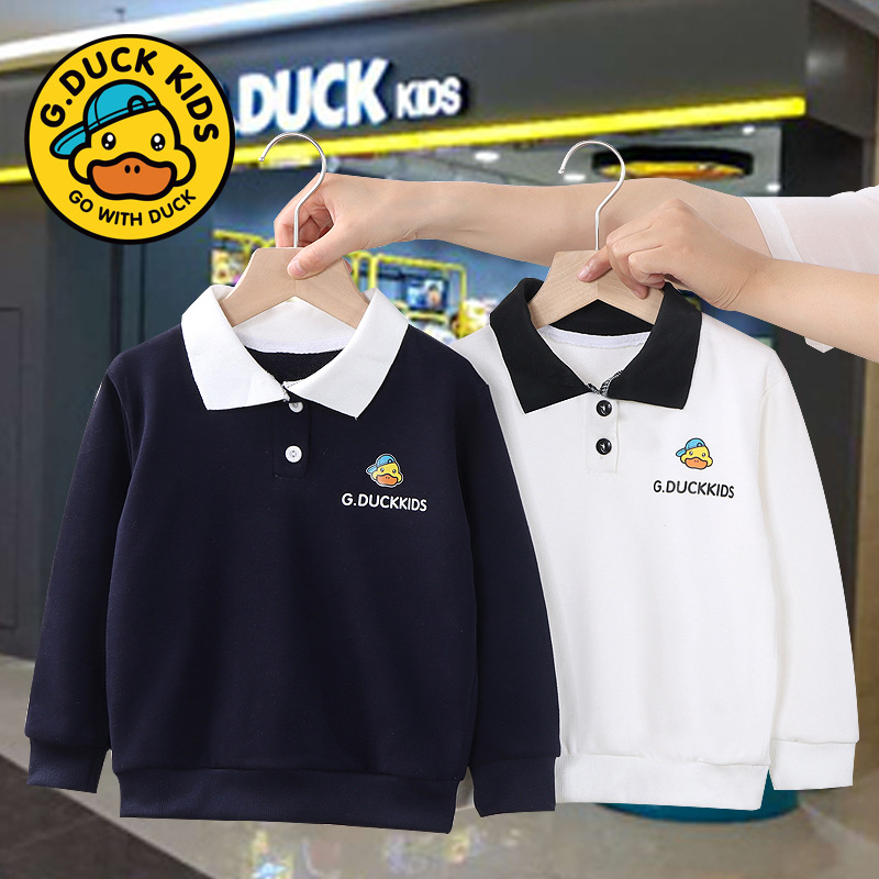 Children's Polo Shirt Long Sleeve Spring and Autumn Children's Clothing Boys' Lapel Top Middle and Big Children's Sweater Girls' Shirt Spring and Autumn Western Style image