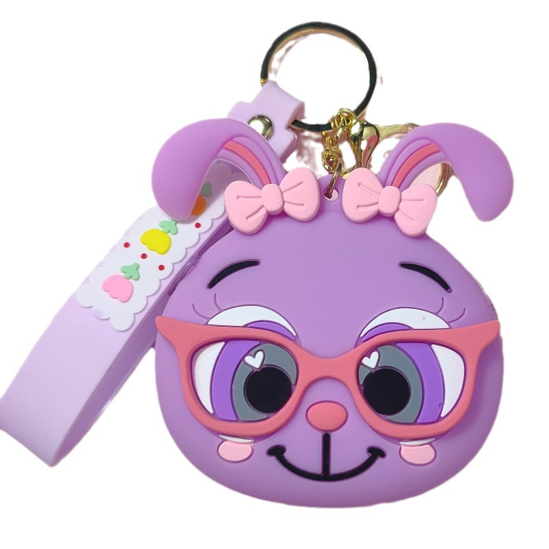 Creative Glasses Rabbit Coin Purse Keychain Trendy Cool Cute Fashion Rabbit Key Case Key Chain Student Card Holder Accessories