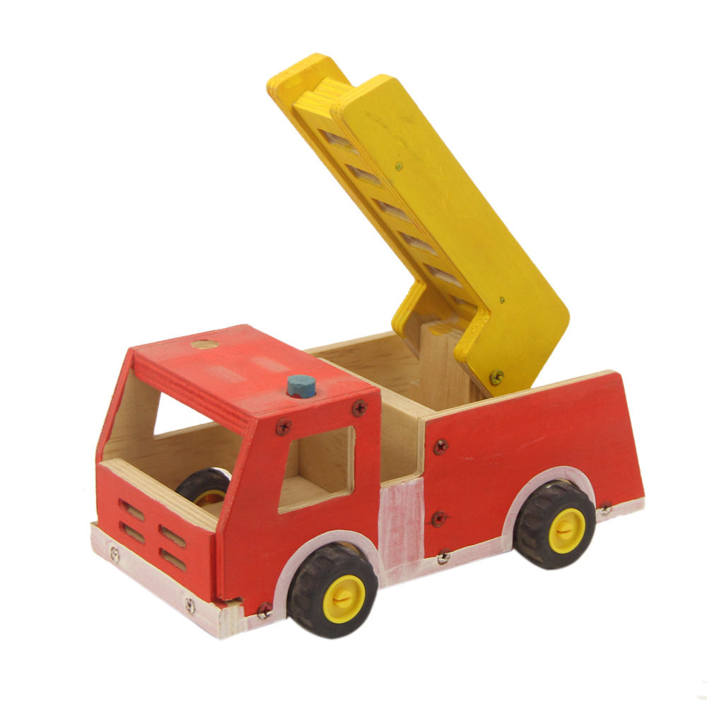 批发定制木质创意工程车儿童智益玩具车木质装缷车木制玩具车定制