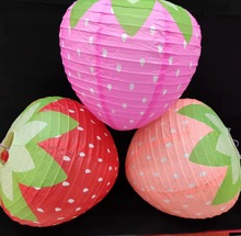 立体草莓形纸灯笼商超幼儿园装饰新 元宵中秋手提led儿童发光花灯