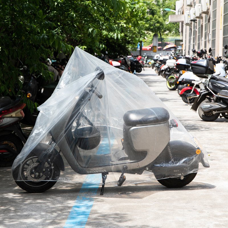 Electric Car Clothes Disposable Transparent Motorcycle Car Cover PE Film Bicycle Cover Rainproof Dustproof Battery Car Cover
