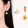 2023 new year Earrings Year of fate gift Enamel Gradient color Sterling Silver golden Asymmetry Ear Studs wholesale