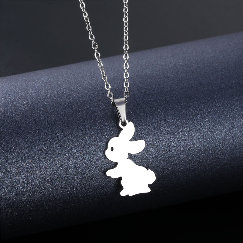 Stainless Steel Rabbit Necklace Female Online Influencer New Trendy Short and Simple Pendant European and American Rabbit Sweater Chain New Charm