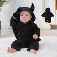 外贸童装批发万圣节蝙蝠装连帽包屁衣小恶魔造型宝宝连体婴儿衣服