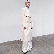 现货 LOW CLASSIC白色阔肩大衣羊毛2022年春新款小众设计高冷女