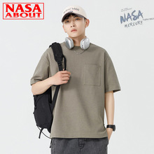 NASA联名男女情侣透气圆领短袖棉日系夏学生纯色宽松T恤短袖