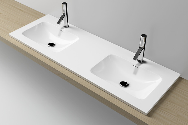 定制微晶石一体盆家用卫生间台上盆可丽耐洗脸盆浴室无缝双盆批发