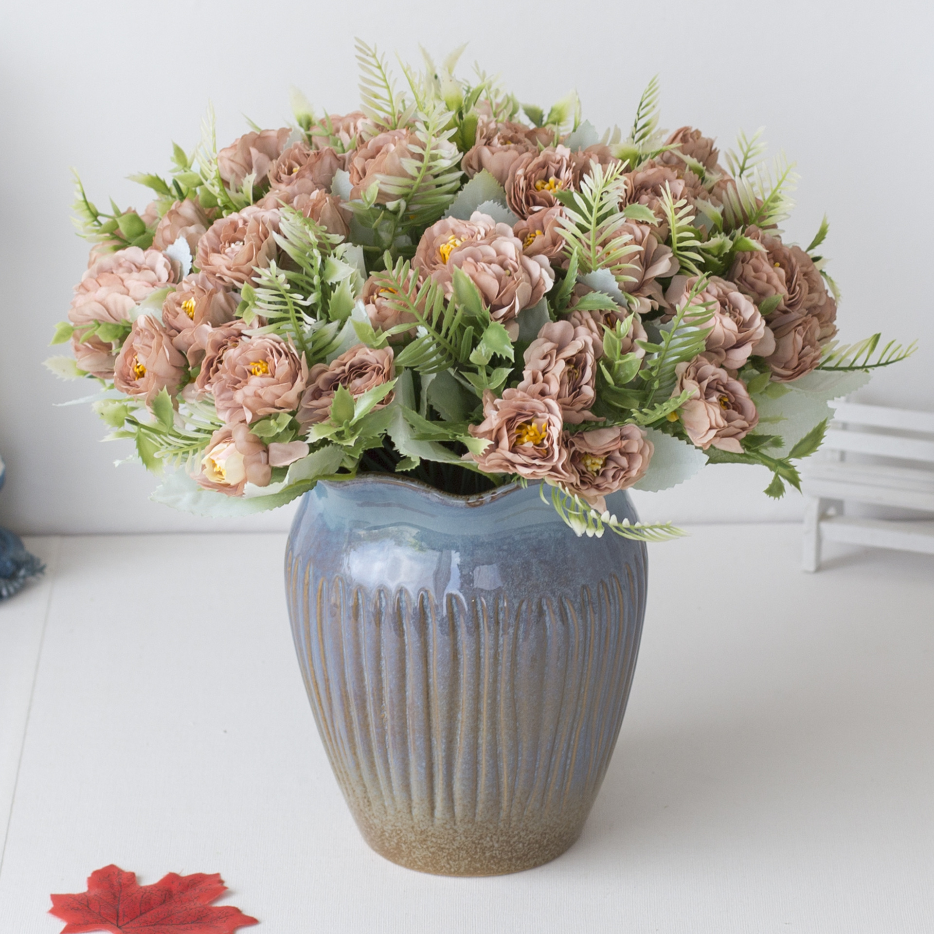 厂家批发仿真茶花 清新茶花假花束10头清新茶花 家居装饰插花婚庆