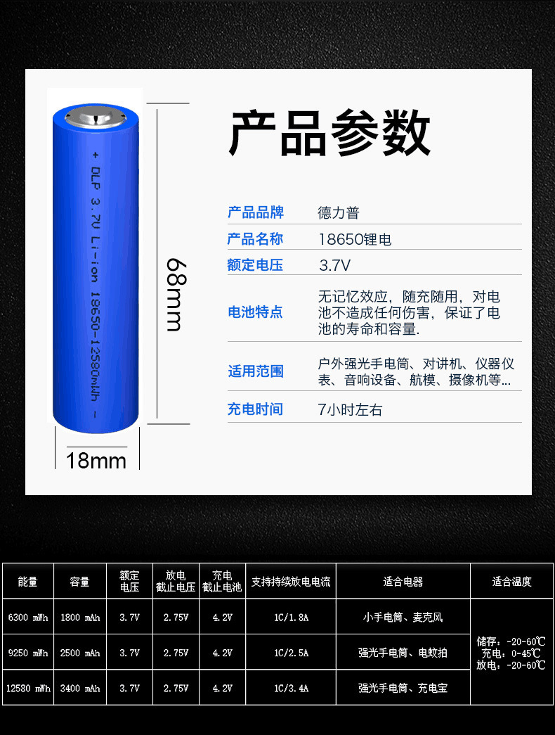 厂家直销 带保护板18650锂电池3400毫安时大容量3.7v充电电池尖头