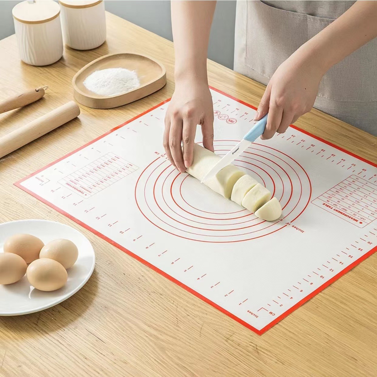 Amazon Thickened Dough Kneading Large Kitchen Silicone Baking Mat Rolling Flap Scale Baking Mat Silicone Chopping Board