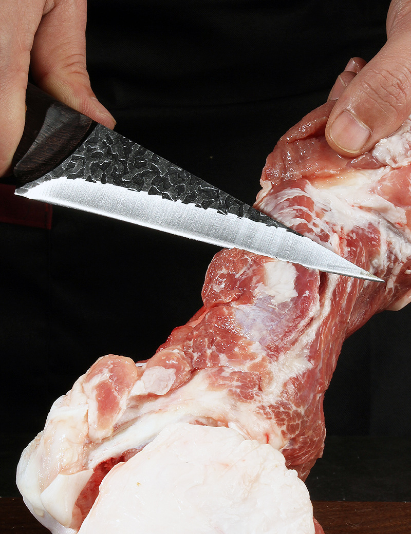 锻打剔骨屠宰刀放血屠宰猪肉杀牛刀切肉片刀菜刀套装四件套送皮套