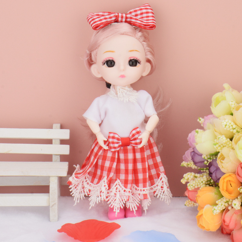 包邮16厘米芭芘比公主女孩儿童迷你洋娃娃玩具套装大礼盒学校赠品