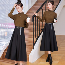 两件套连衣裙2023秋季新款女装小个子时尚洋气显瘦遮肉长袖套装裙