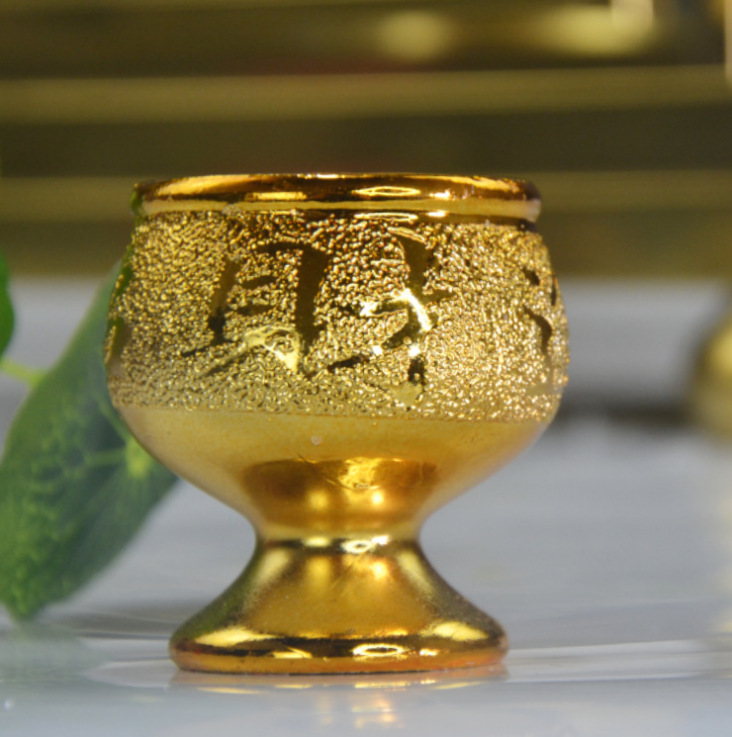 铜台湾小酒杯黄铜杯杯关公开业佛具祭拜沙金供杯