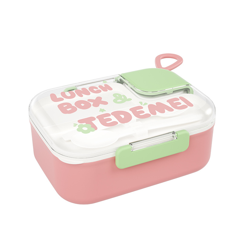 Girly Heart 304 Stainless Steel Compartment Sealed Lunch Box with Salad Box Spork Fat-Reducing Light Food Lunch Box Microwave plus