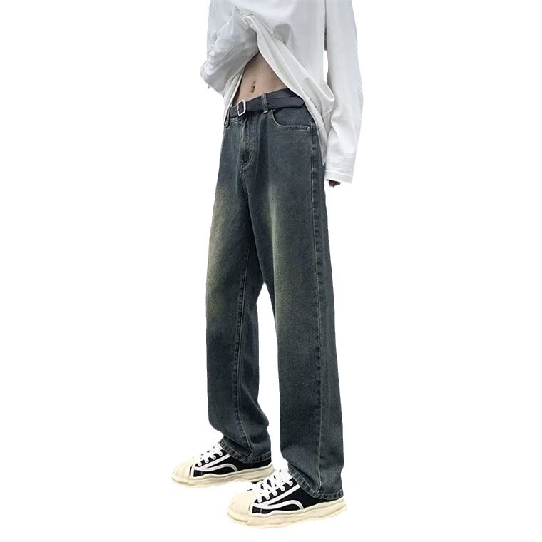 American Jeans Men's 2024 New Retro High Waist Loose Straight Wide Leg Drape Spring and Autumn Mop Pants Men's and Women's